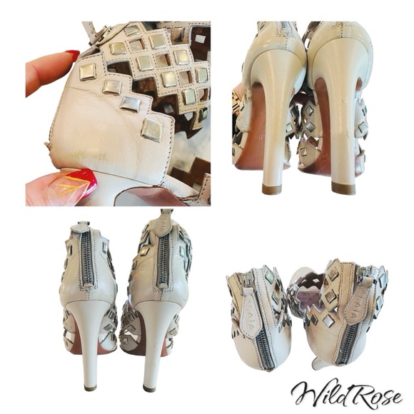 ALAÏA White calfskin LASER CUT stud SANDAL SZ 35.5 - Picture 17 of 17